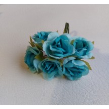 Цветы из ткани 2,5 см в пучках (6 шт) цв. бирюзовый, цена за пучок